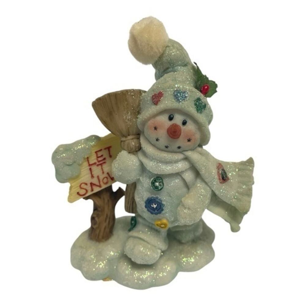 Vintage Resin painted Snowman mini figurine statue decor piece